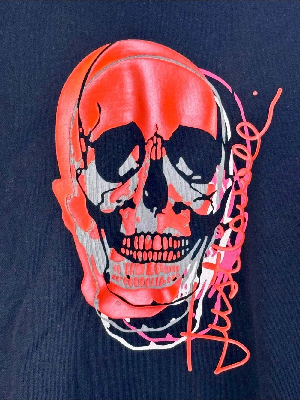 JUST CAVALLI BLACK COTTON SWEATSHIRT WITH SKULL GRAPHICS